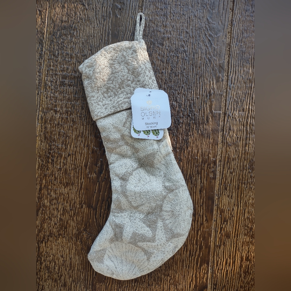 Coastal Stockings NWT Sigrid Olsen Home 22" Seashells Beach Ivory Tan